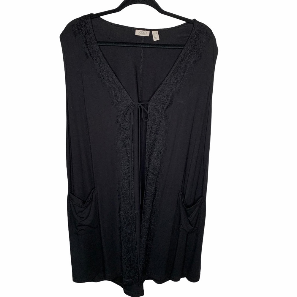 LOGO Lori Goldstein Eyelash lace vest cardigan S